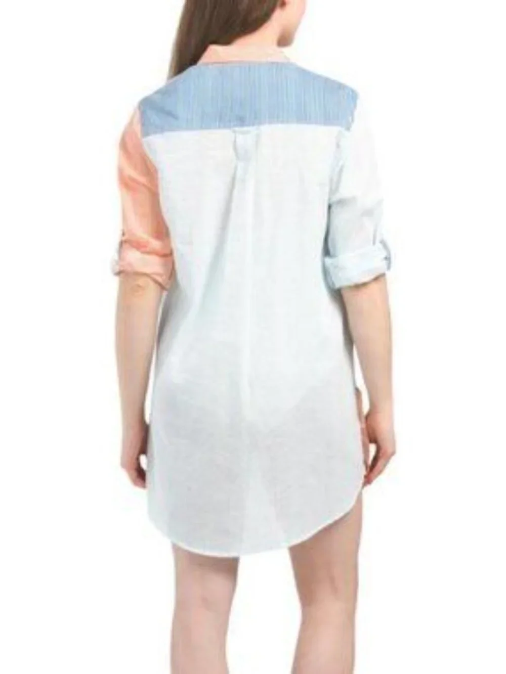 TRUE DESTINATION Voile Button Front Printed Cover-up Shirt - Picture 2 of 4